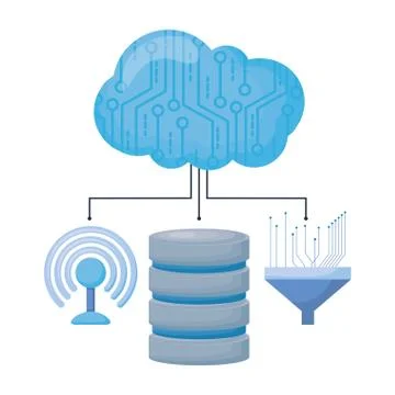Cloud computing with data icons Illustrazione stock
