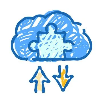 Cloud computing data integration puzzle concept Illustration