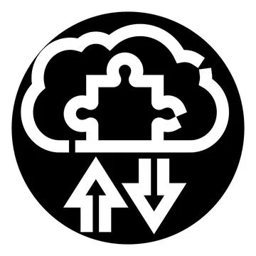 Cloud computing data integration solution icon with arrows Stock Illustration
