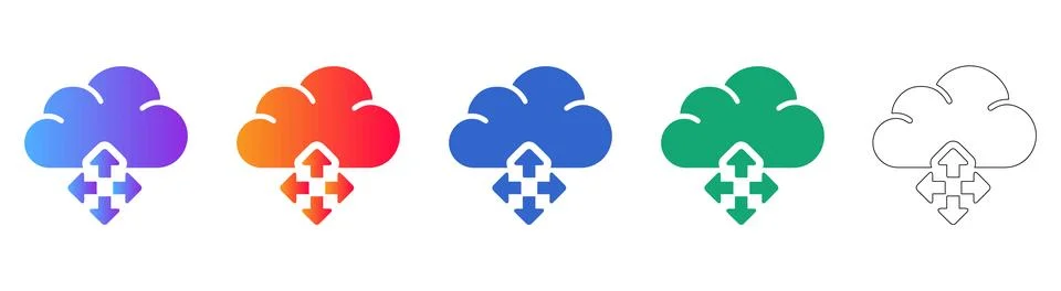 Cloud Computing Data Management Icons Stock Illustration