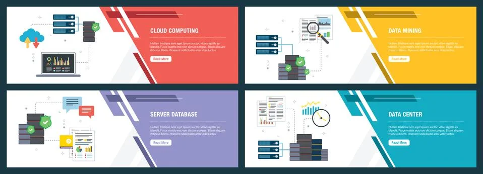 Cloud Computing, data mining and data center. Stock Illustration
