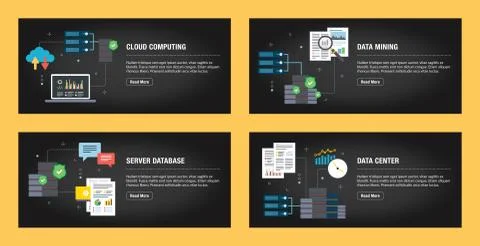 Cloud Computing, data mining and data center. Illustrazione stock