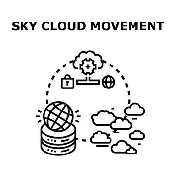 Cloud computing data movement and network security concept Illustrazione stock