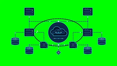 Cloud Computing Data Network Animation on Green Screen Stock Footage 347904945