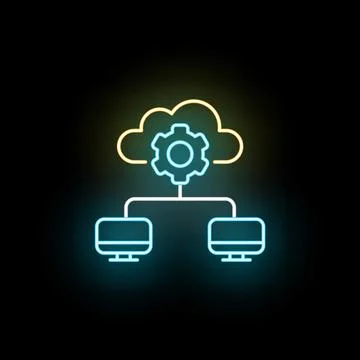 Cloud computing data network connecting multiple devices icon 库存插图