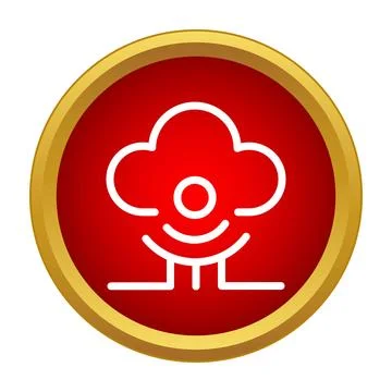 Cloud computing data network icon in red circle Stock Illustration