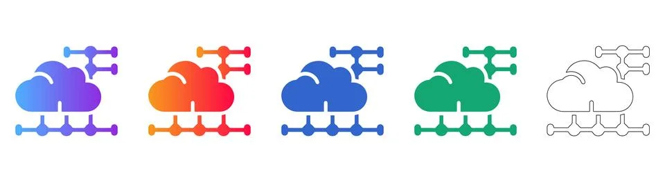 Cloud Computing Data Network Icon Set 库存插图