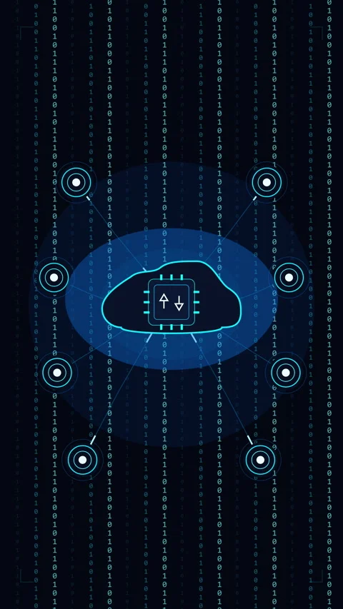 Cloud computing data network security digital binary code loop Stock-Footage 347557233