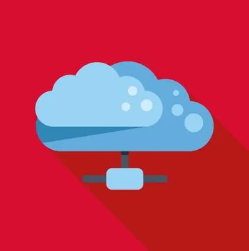 Cloud computing data network storage icon on red background イラスト素材