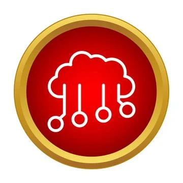 Cloud computing data network storage red button icon Stock Illustration
