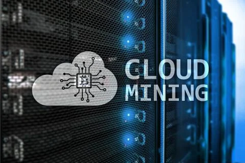Cloud computing, data or cryptocurrency (Bitcoin, Ethereum) mining in data ce 写真素材