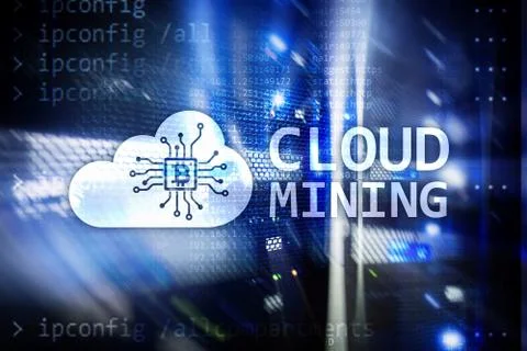 Cloud computing, data or cryptocurrency (Bitcoin, Ethereum) mining in data ce 写真素材