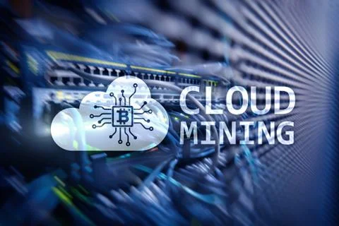 Cloud computing, data or cryptocurrency (Bitcoin, Ethereum) mining in data ce 写真素材
