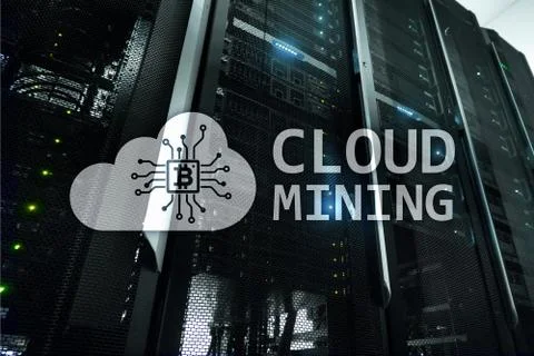 Cloud computing, data or cryptocurrency (Bitcoin, Ethereum) mining in data ce 写真素材