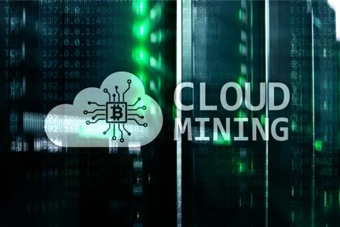 Cloud computing, data or cryptocurrency (Bitcoin, Ethereum) mining in data ce Foto stock