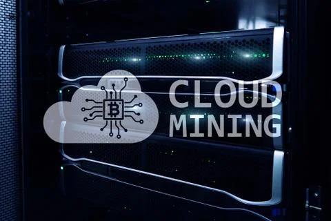 Cloud computing, data or cryptocurrency (Bitcoin, Ethereum) mining in data ce 写真素材