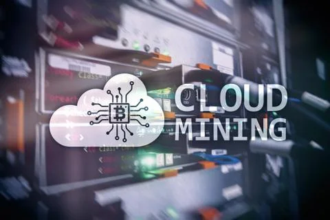 Cloud computing, data or cryptocurrency (Bitcoin, Ethereum) mining in data ce 写真素材