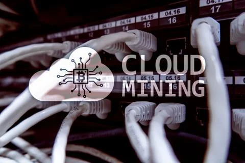 Cloud computing, data or cryptocurrency (Bitcoin, Ethereum) mining in data ce 写真素材