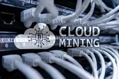 Cloud computing, data or cryptocurrency (Bitcoin, Ethereum) mining in data ce 写真素材