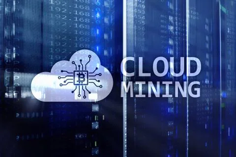 Cloud computing, data or cryptocurrency (Bitcoin, Ethereum) mining in data ce 写真素材