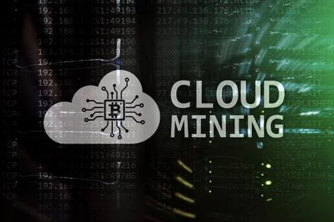 Cloud computing, data or cryptocurrency (Bitcoin, Ethereum) mining in data ce Stock Photos