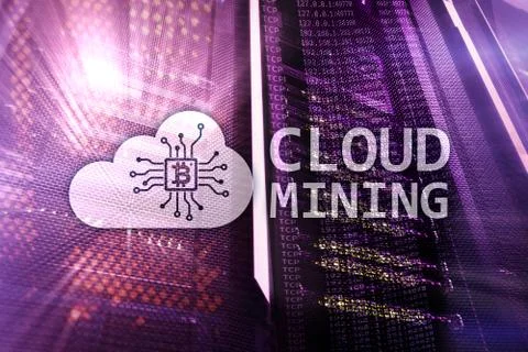 Cloud computing, data or cryptocurrency (Bitcoin, Ethereum) mining in data ce Foto stock
