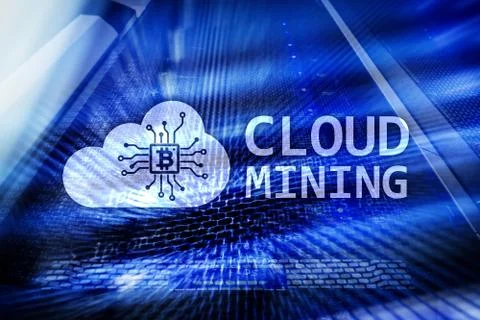 Cloud computing, data or cryptocurrency Bitcoin, Ethereum mining in data center Stock Photos