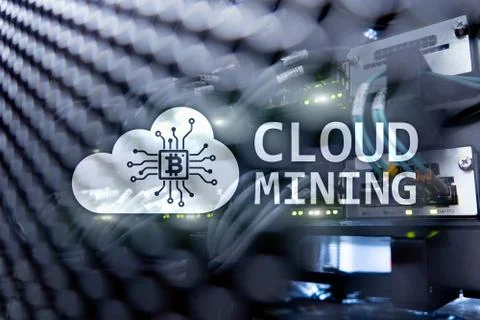 Cloud computing, data or cryptocurrency Bitcoin, Ethereum mining in data center 写真素材