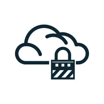 Cloud computing data with padlock Stock Illustration
