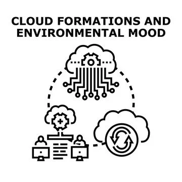 Cloud computing data processing and information storage concept Illustrazione stock