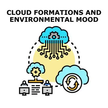 Cloud computing data processing and information storage concept Stock Illustration