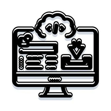 Cloud computing data processing download upload icon Stockillustratie