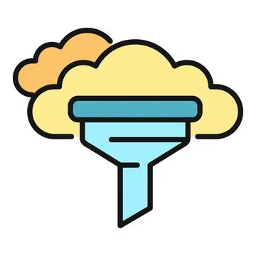 Cloud computing data processing funnel filtering information Stockillustratie