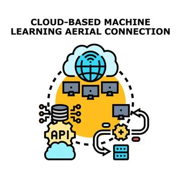 Cloud computing data processing machine learning concept 스톡 일러스트