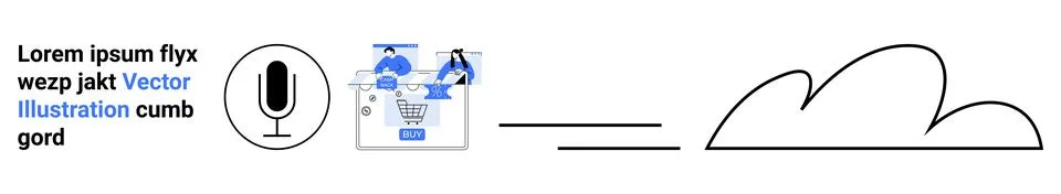 Cloud Computing Data Processing with Microphone Command and Team Collaboratio Stock Illustration