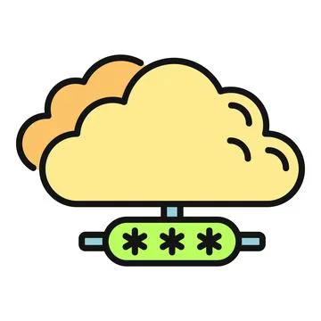 Cloud computing data protection password security icon Stockillustratie