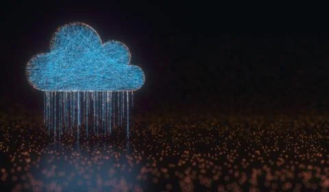 Cloud Computing Data Rain Ilustração Stock