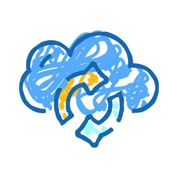 Cloud computing data refresh recycle doodle icon 스톡 일러스트