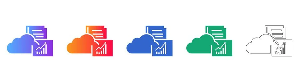 Cloud Computing Data Report Vector Icons icon set Stock Illustration