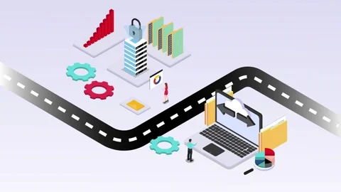 Cloud Computing, Data Security, and Workflow Management with Server and Ana.. Stock Footage 302529692