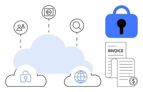 Cloud Computing with Data Security and Online Invoice Management 스톡 일러스트