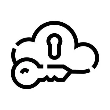 Cloud computing data security and encryption key icon Stock Illustration