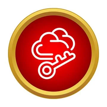 Cloud computing data security key access flat icon 库存插图
