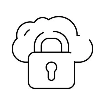 Cloud computing data security lock icon Stock Illustration