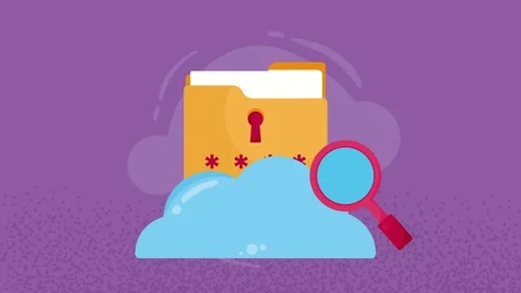 Cloud computing data security motion graphic featuring locked folder and ma.. Stock Footage 334162562