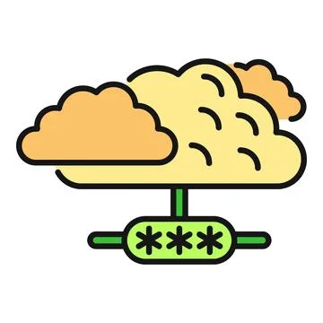 Cloud computing data security protecting with password icon 库存插图