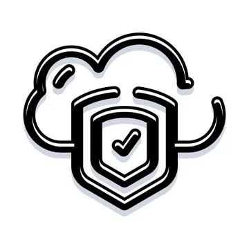 Cloud computing data security protection with shield icon イラスト素材