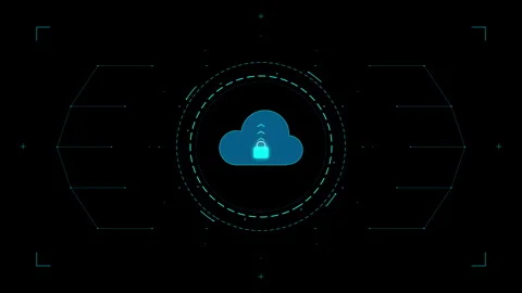 Cloud computing data security technology with rotating digital circular int.. Stock Footage 348326360