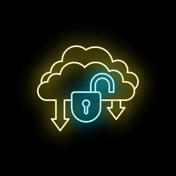 Cloud computing data security unlocking and downloading information Stock Illustration
