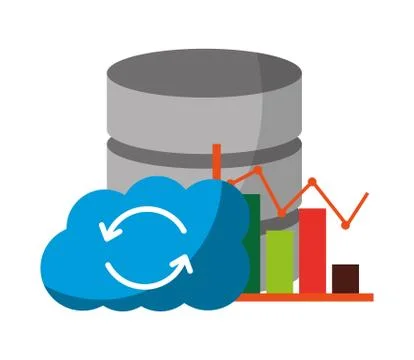 Cloud computing with data server and graphical statistics 스톡 일러스트